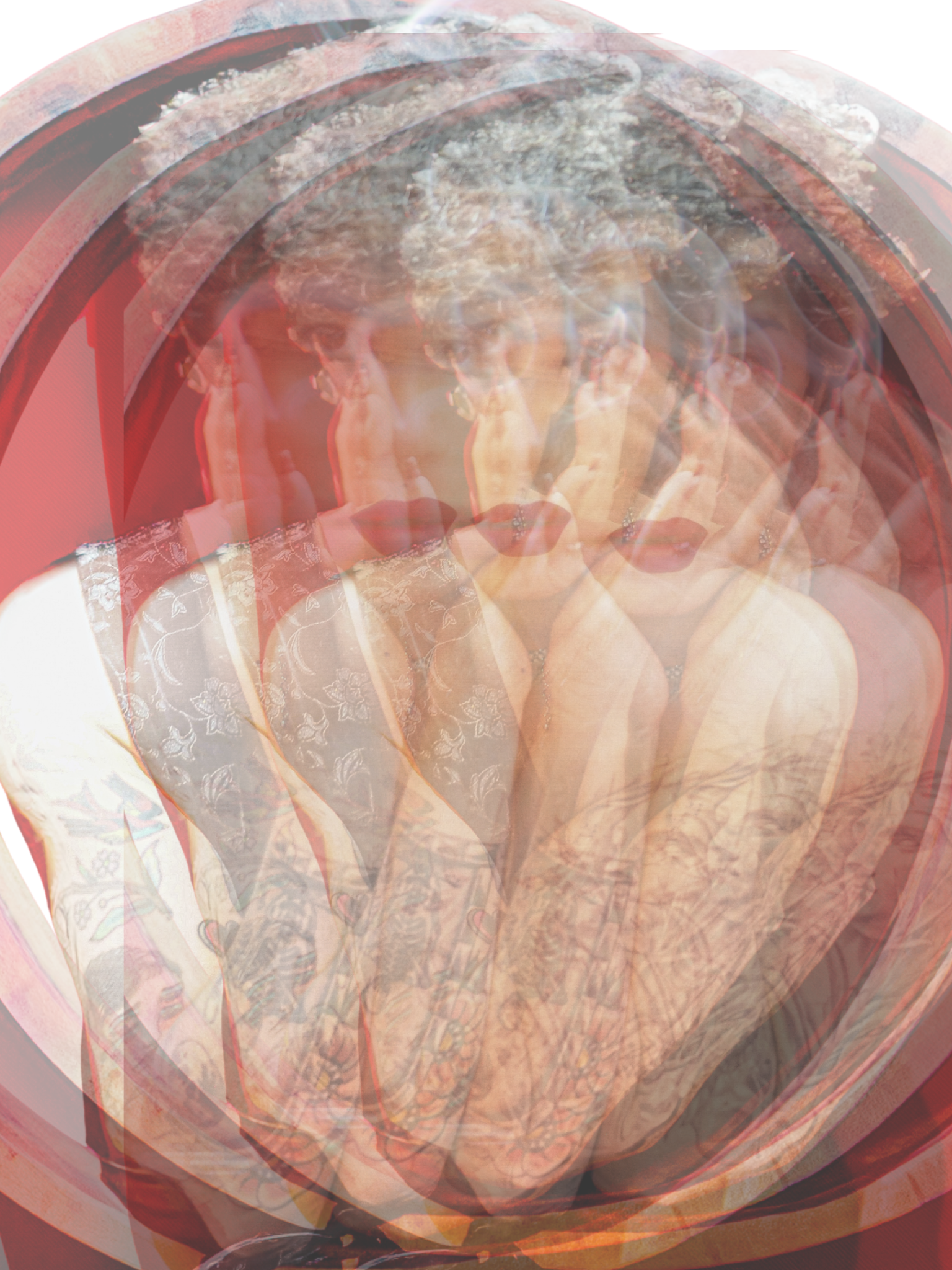Layered self-portrait digital artwork